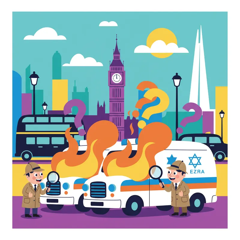 לונדון: אמבולנסים של ארגון עזרה הוצתו בחשד לפשע שנאה