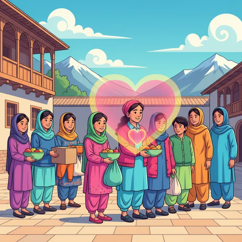 נדיבות מהלב: ילדים ומבוגרים בקשמיר תורמים למען נפגעי סכסוך באיראן